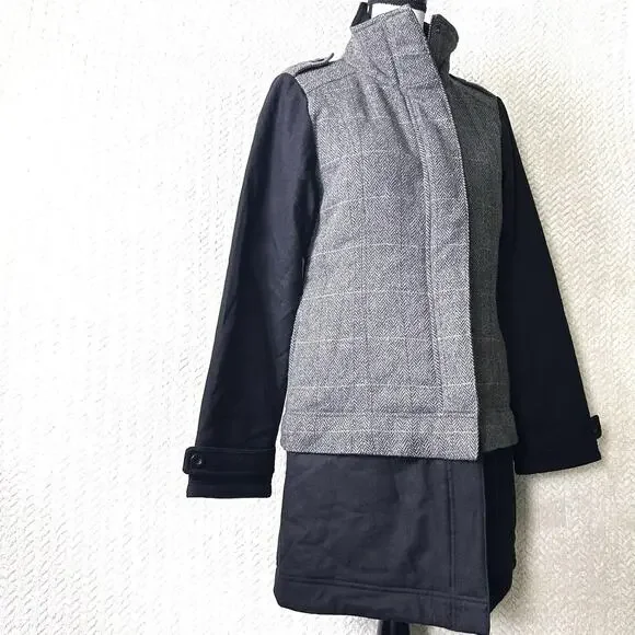 PrAna Women's Herringbone Wool Blend Caprise Insulated Convertible Jacket Gravel